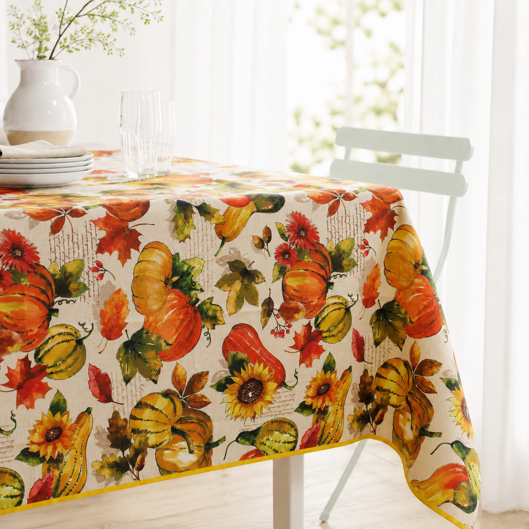 Luxury Stain-Resistant Tablecloth 8/10 People AUTUMN