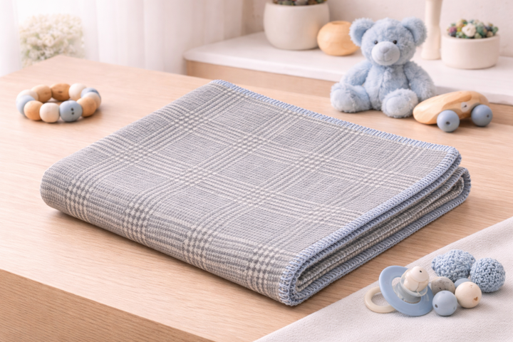 Copertina per culla motivo principe di galles grigio di cashmere