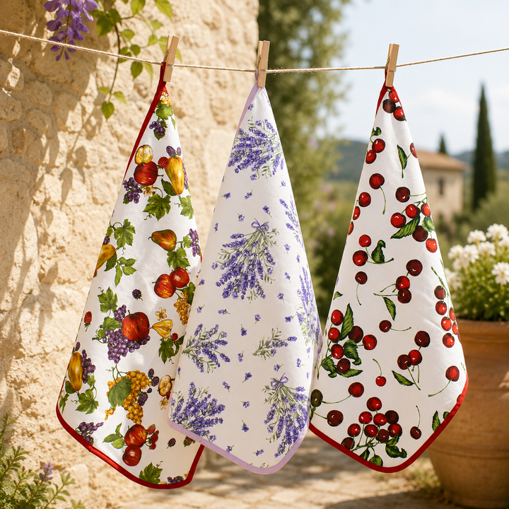 Asciugapiatti in cotone con diverse fantasie