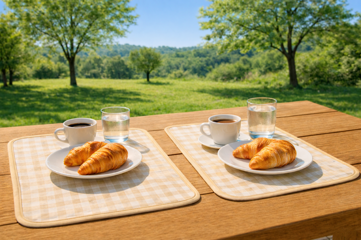 Tovagliette per la colazione a scacchi beige