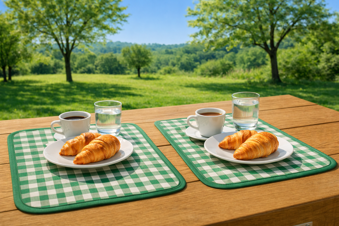 Tovagliette per la colazione a scacchi verde