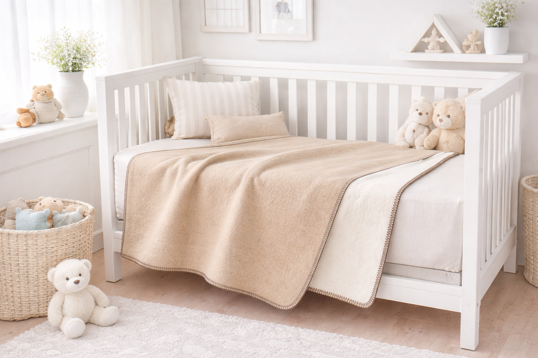 Copertina per lettino in misto lana double face