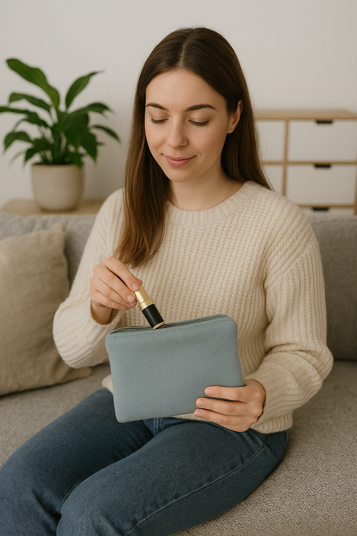 Pochette - Astuccio in Puro Cashmere colore azzurro
