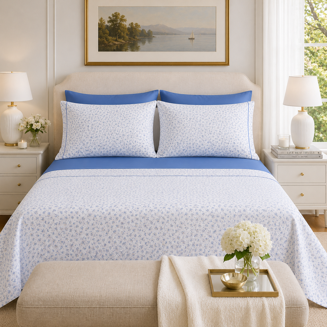 Floral Pure Cotton Bed Sheet Set Made in Italy – DEBBY