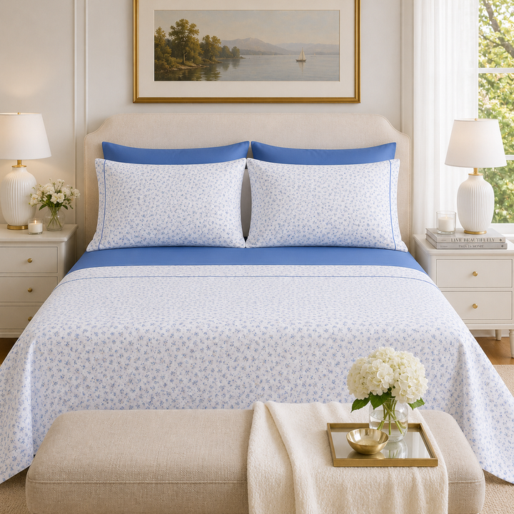 Floral Pure Cotton Bed Sheet Set Made in Italy – DEBBY