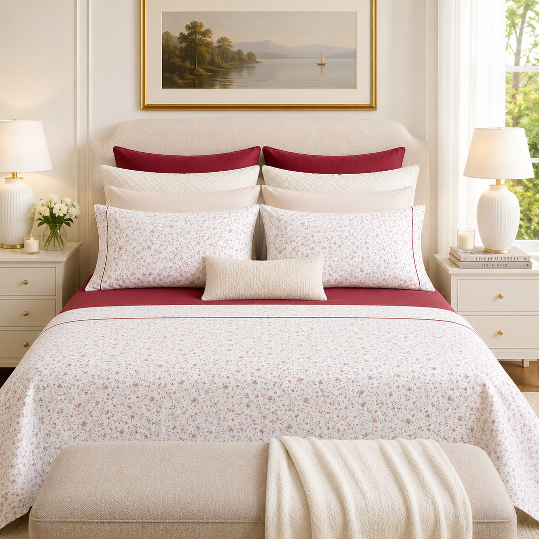 Floral Pure Cotton Bed Sheet Set Made in Italy – DEBBY
