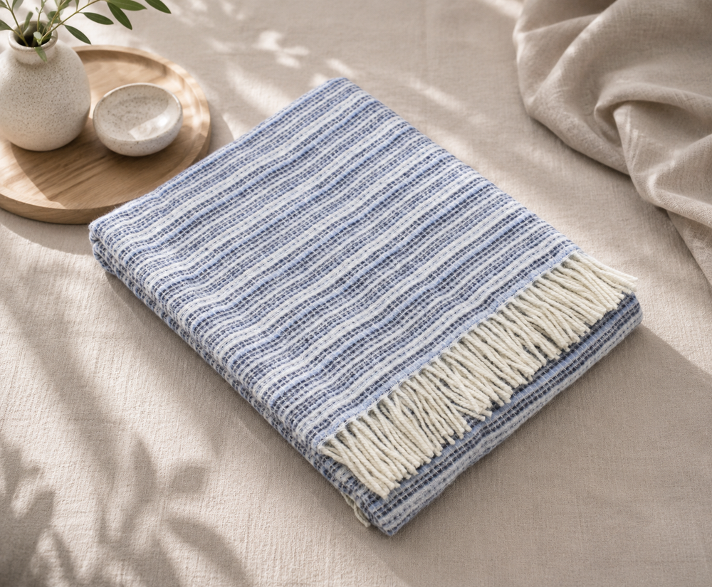 Plaid millerighe azzurro