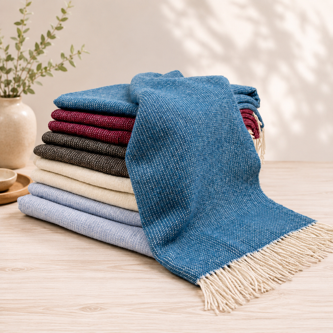 Plaid di lana merino e cashmere colori assortiti