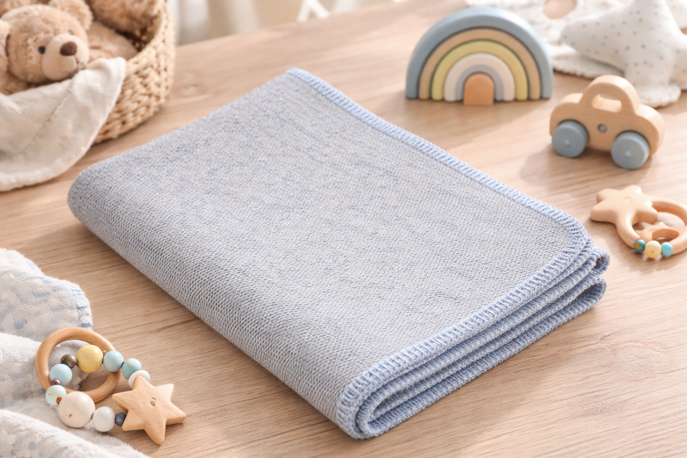 Coperta leggera per culla di lana e cashmere colore grigio