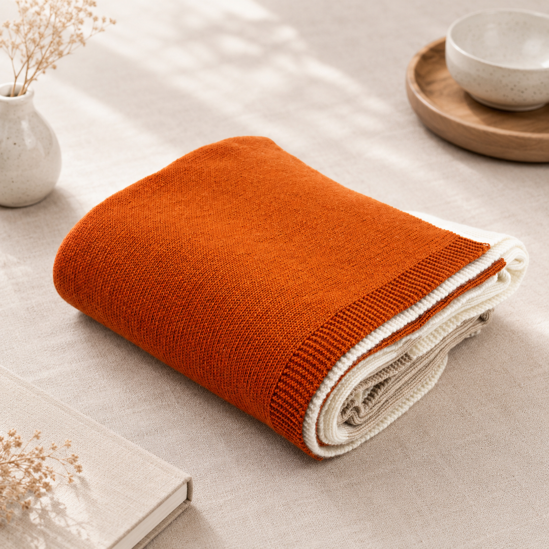 Plaid di cashmere colorato con lavorazione in maglia