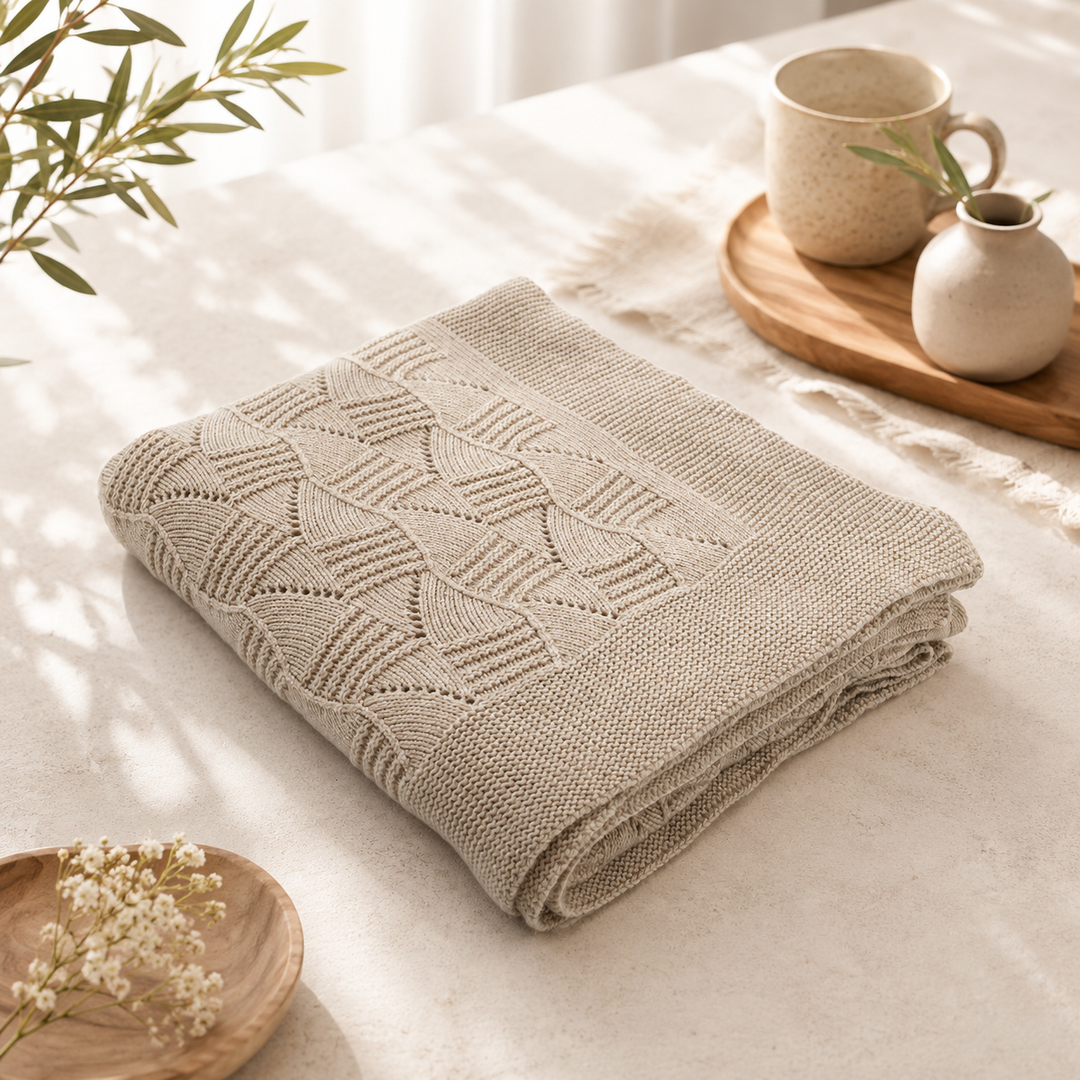 Plaid di cashmere extrafine con lavorazione e disegno a maglia