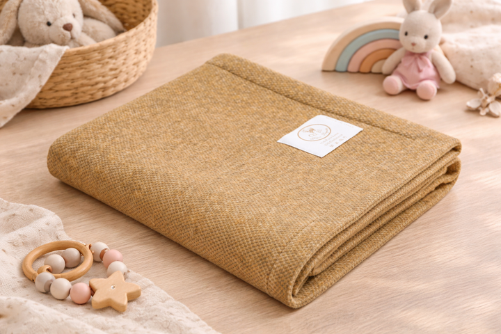 Coperta leggera di lana e cashmere color senape