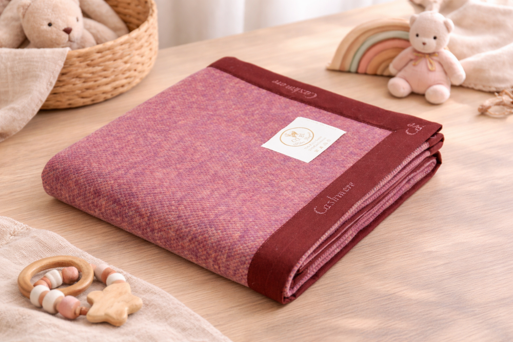 Copertina per lettino rosso melange con bordo bordeaux