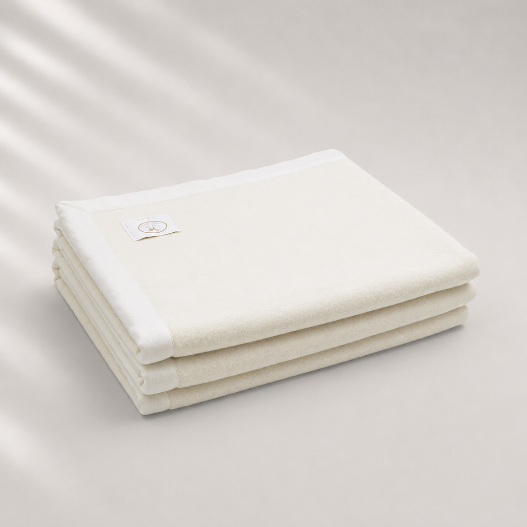 Coperta di lana e cashmere colore bianco