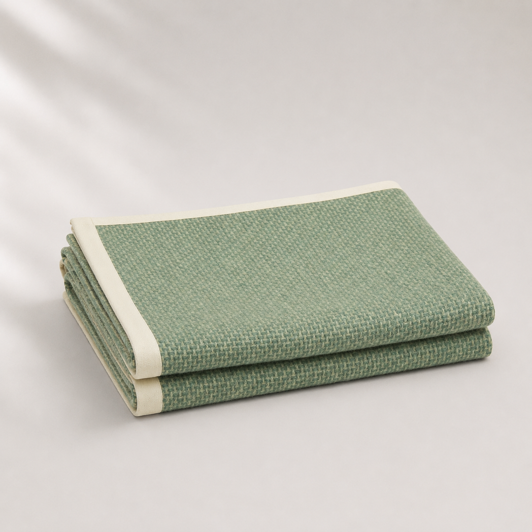 Coperta di misto lana colore verde melange