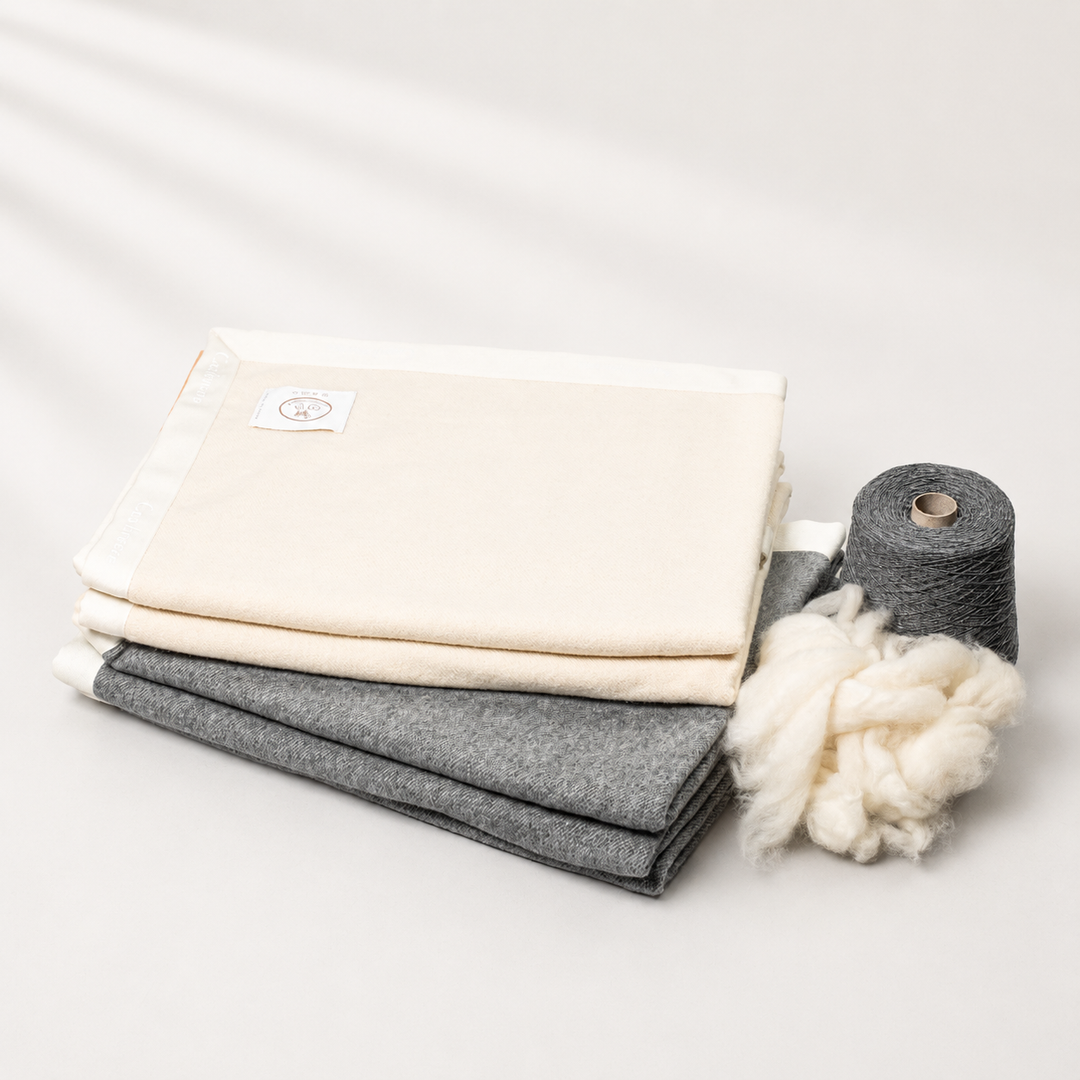 Coperta leggera di lana e cashmere bianco o grigio scuro