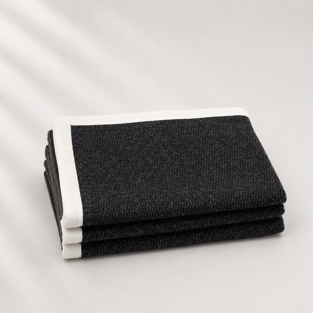 Coperta antracite scuro melange leggera di lana e cashmere