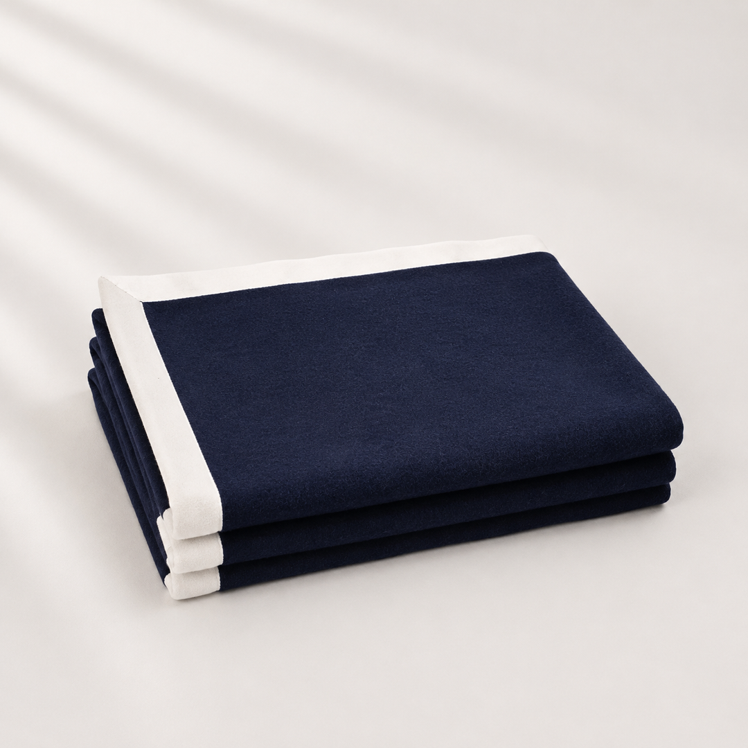 Coperta invernale di pura lana blu scuro