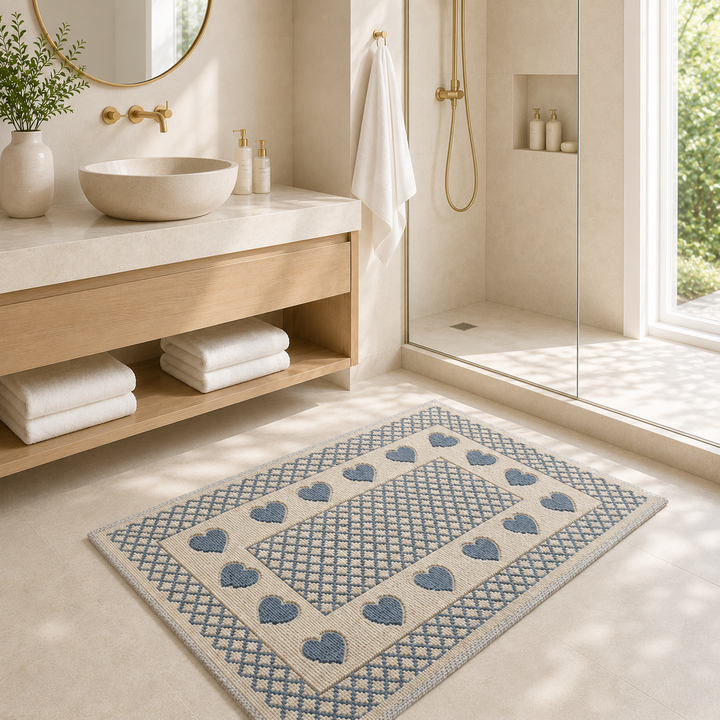 Tappeto da Bagno in Cotone con motivo a cuori CHIC