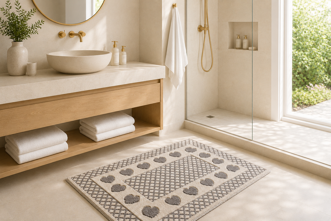 Tappeto da Bagno in Cotone con motivo a cuori CHIC