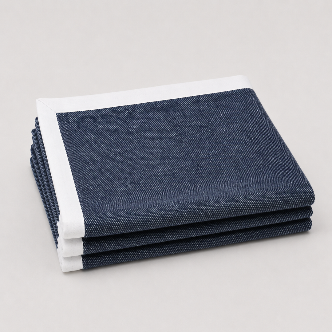 Coperta leggera di lana e cashmere blu melange