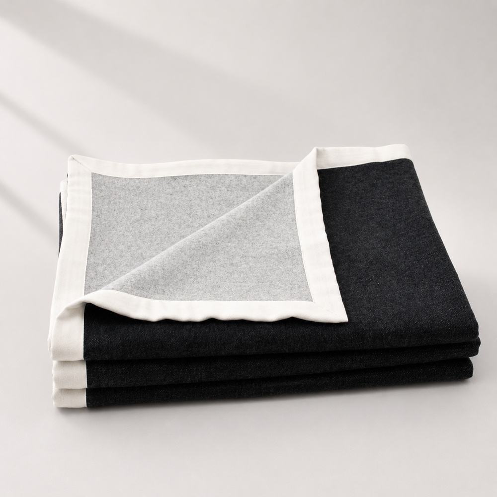 Coperta double face greggio e antracite scuro