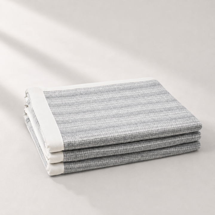 Coperta leggera di puro cashmere millerighe grigio