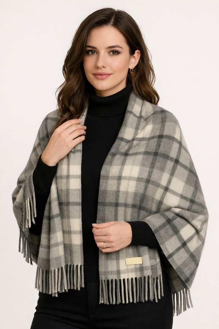 Stola scozzese in cashmere e lana
