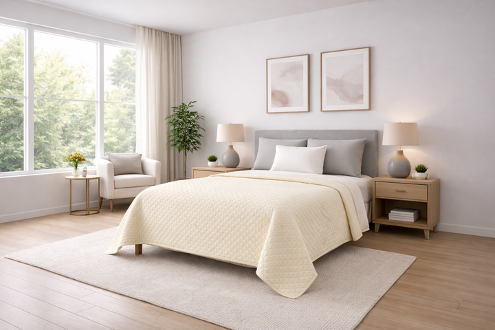 Trapunta avorio per letto matrimoniale in poliestere e cotone