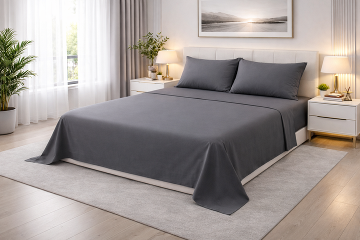 Lenzuola matrimoniali grigio in cotone