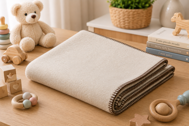 Winter Baby Blanket Merino Wool and Cashmere whipstitch edge EMILY