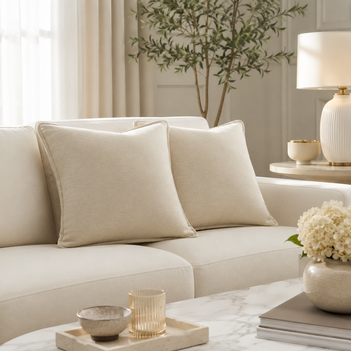 Cuscini d'arredo di lana, cashmere e lino