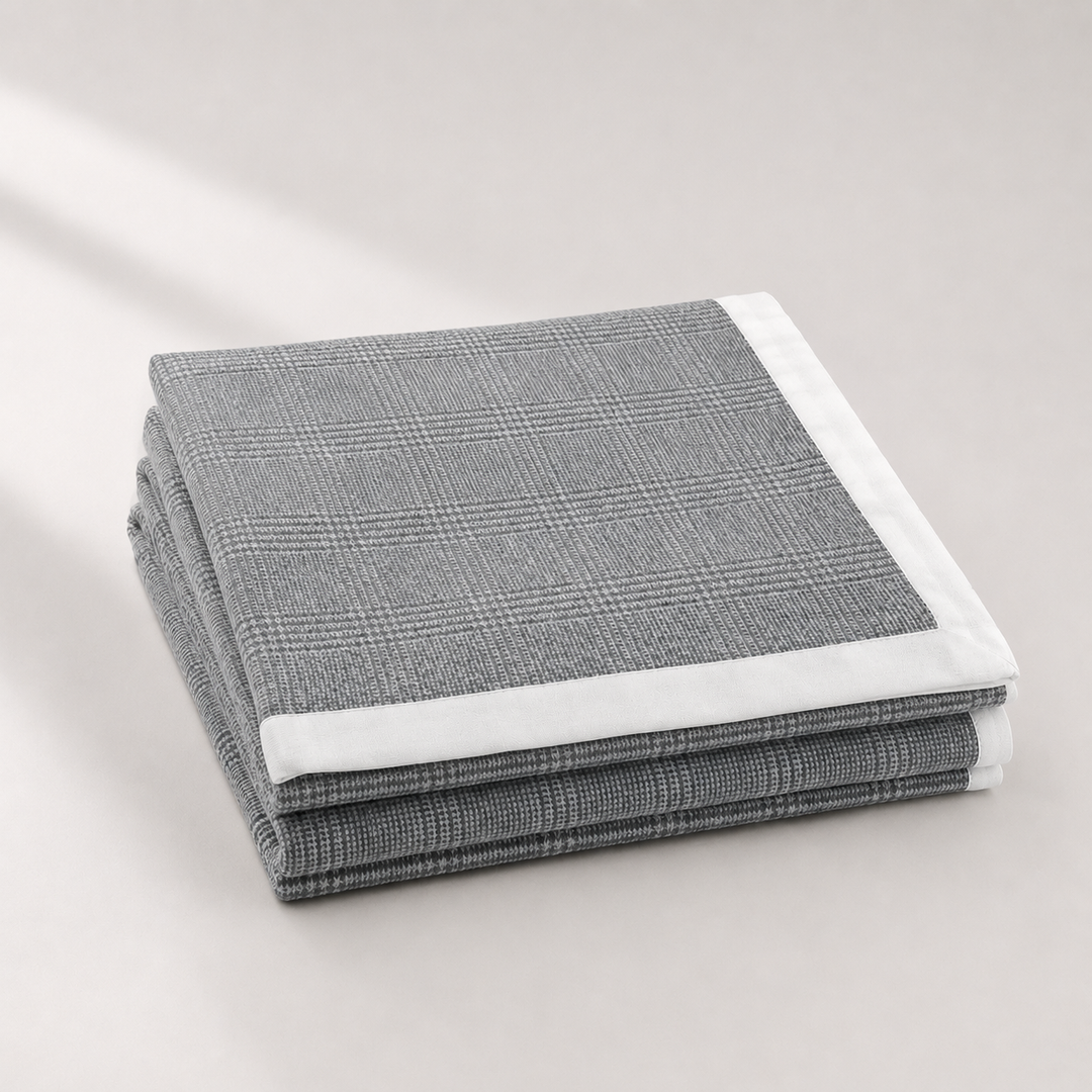 Coperta di cashmere a principe di galles grigio