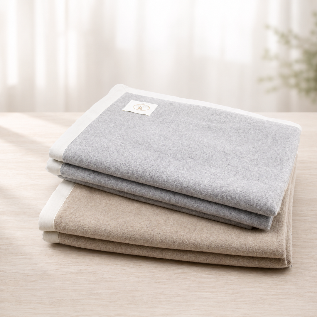 Coperta di lana e cashmere leggera grigio o beige