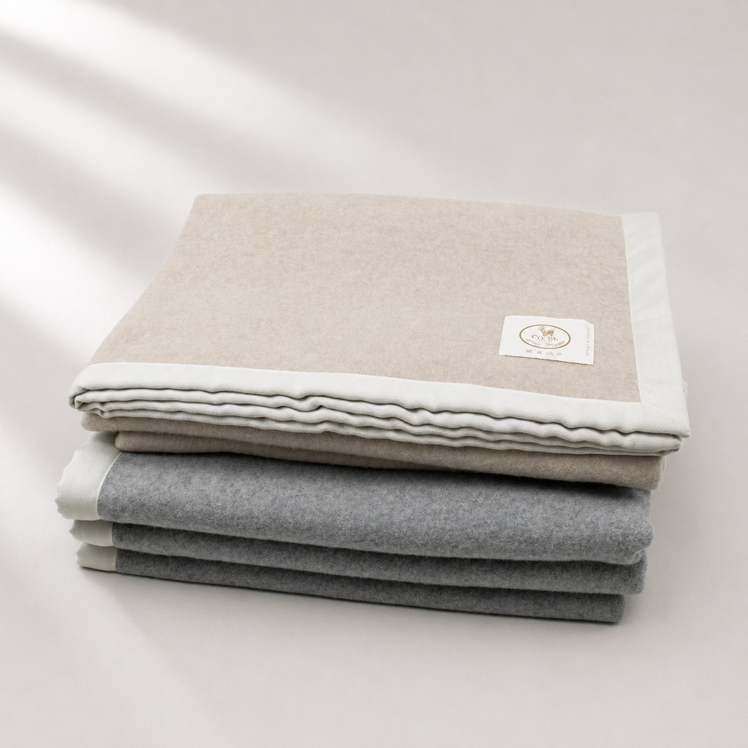 Coperta di lana e cashmere matrimoniale beige o rigio