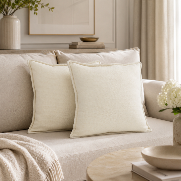 Cuscini d'arredo di cashmere colore greggio