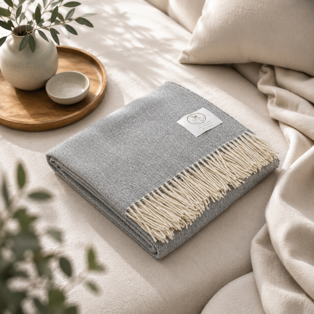Pure Cashmere Throw Melange Color FOREST