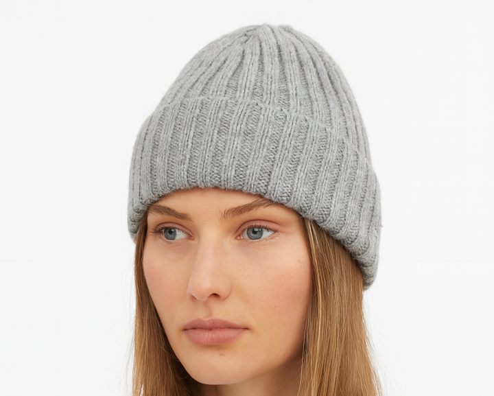 Cuffia in cashmere color grigio