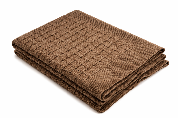 Plaid di maglia di lana e cashmere marrone