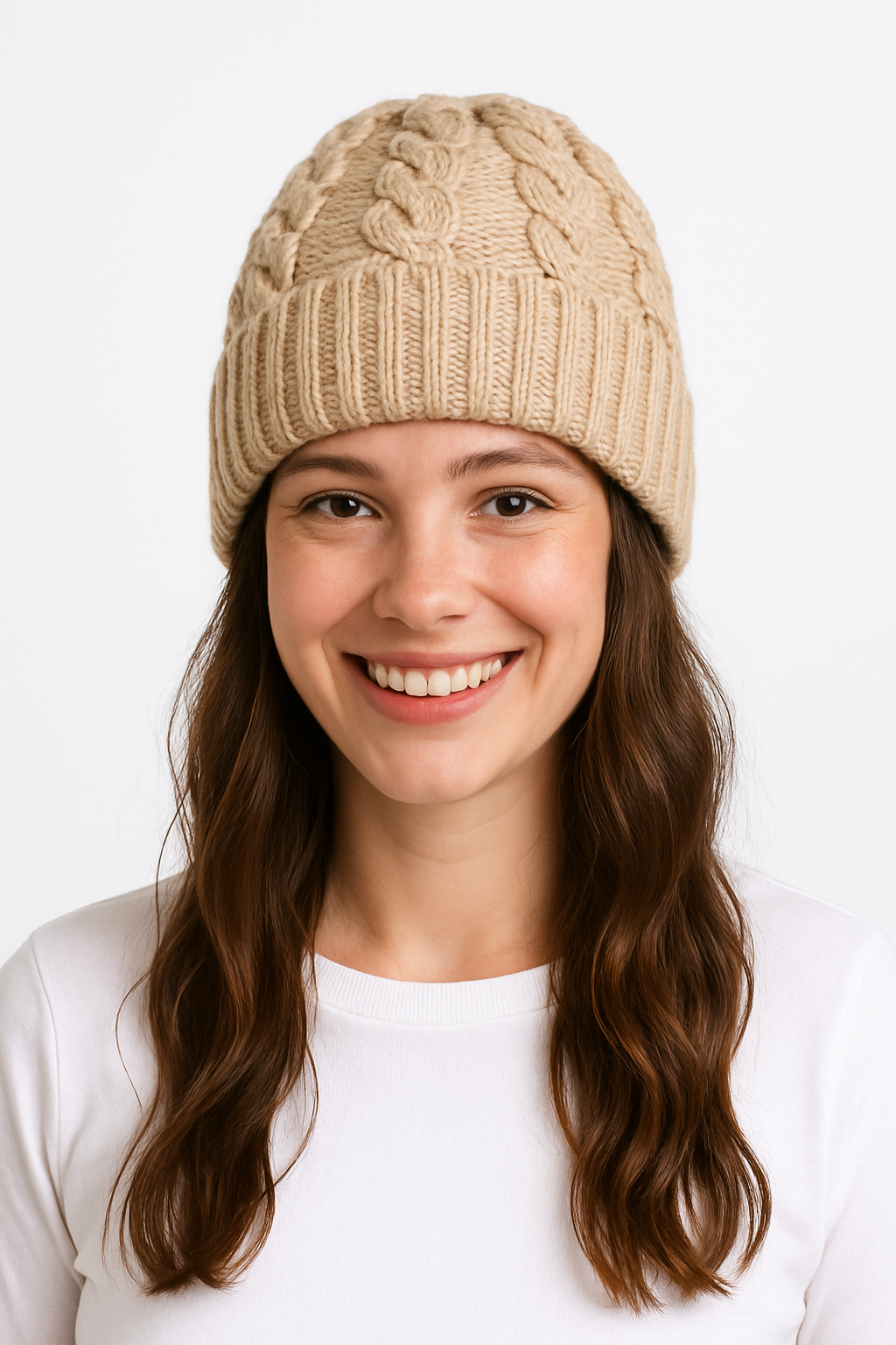 cuffia a treccia beige