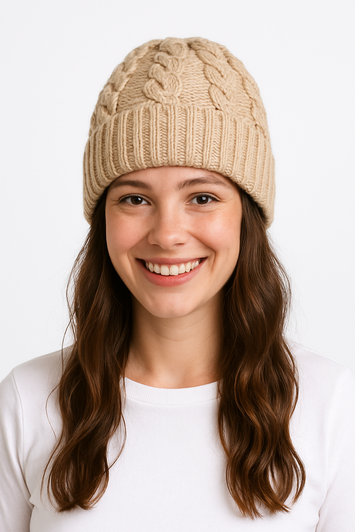 cuffia a treccia beige