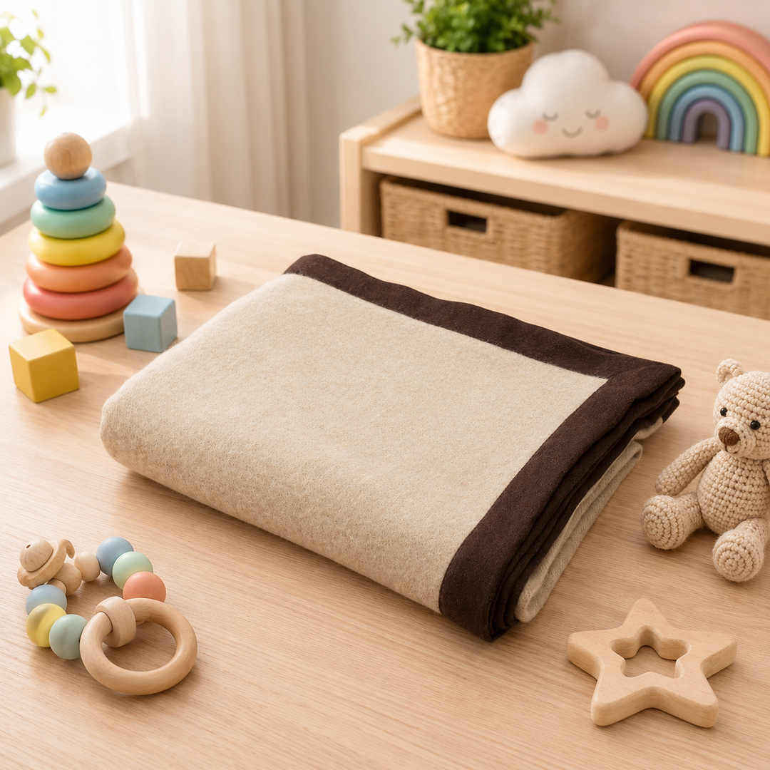 Copertina di lana e cashmere leggera colore beige