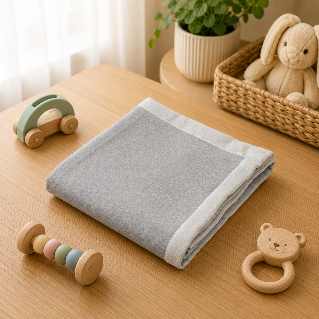 Copertina di cashmere e seta colore grigio perla