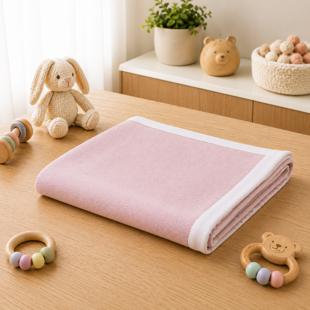 Copertina per culla di puro cashmere leggera colore rosa