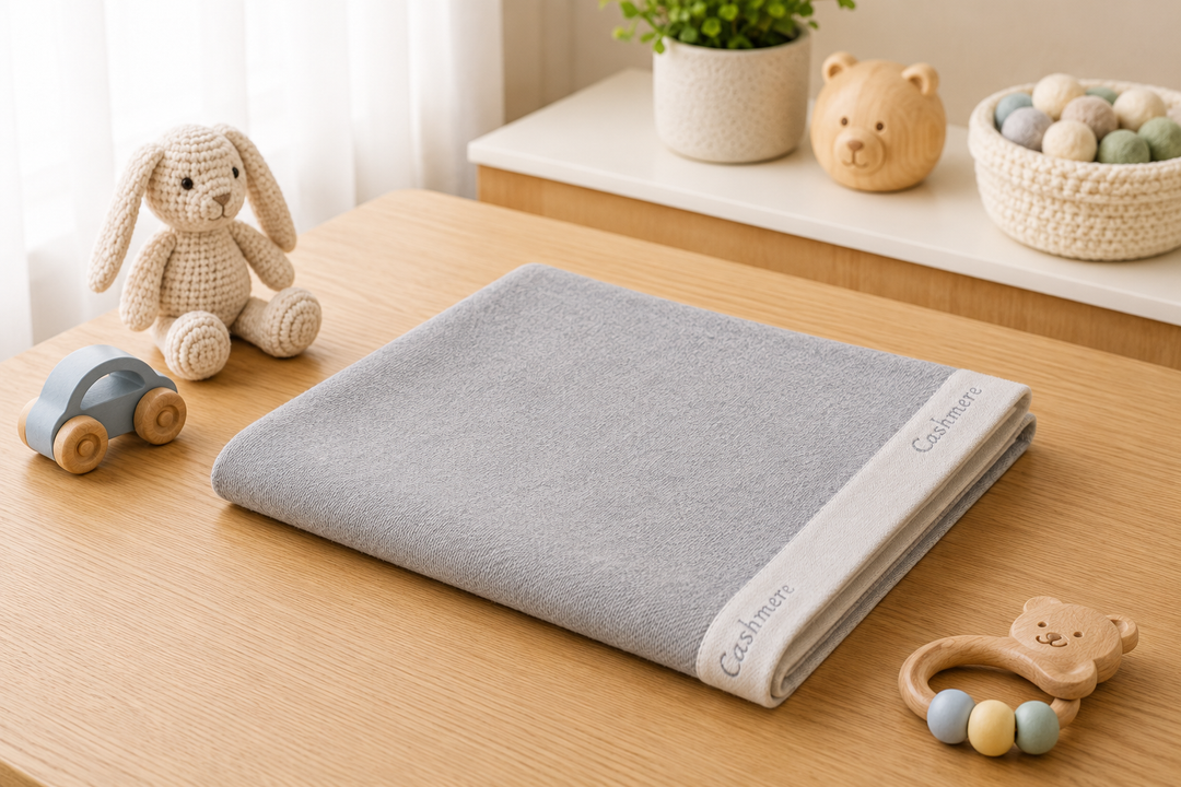 Coperta per culla di puro cashmere colore grigio
