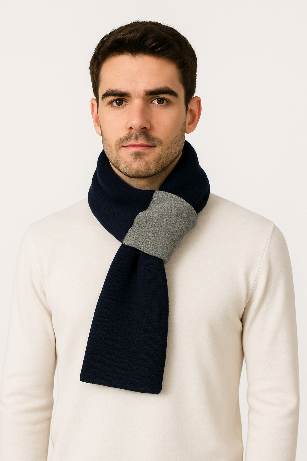 sciarpino da uomo in cashmere ble e grigio