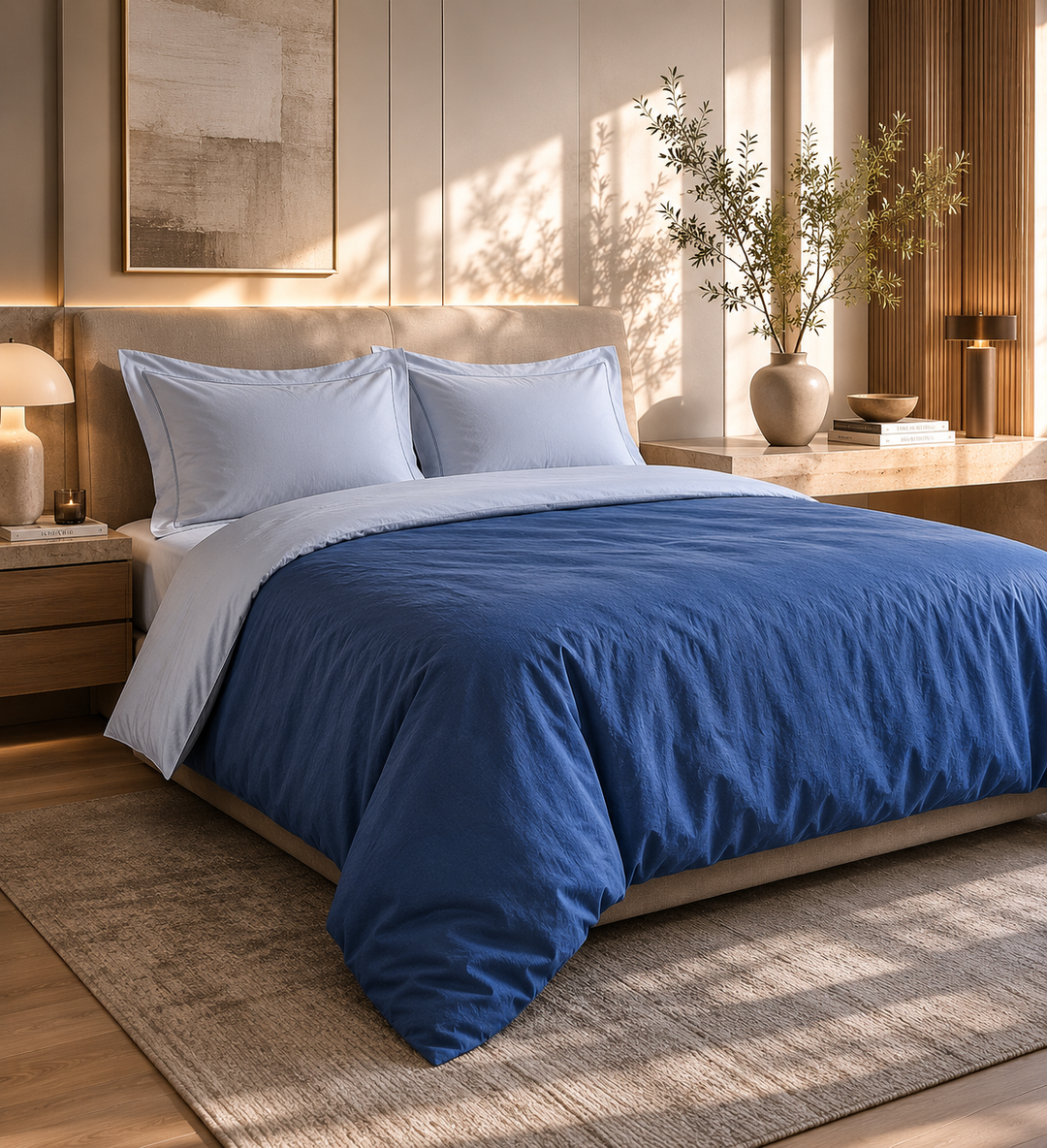 Completo Copripiumone matrimoniale Cotone Percalle Double face ANACLETO