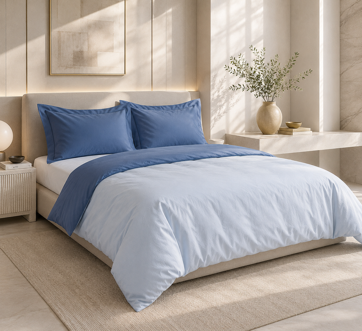 Completo Copripiumone matrimoniale Cotone Percalle Double face ANACLETO