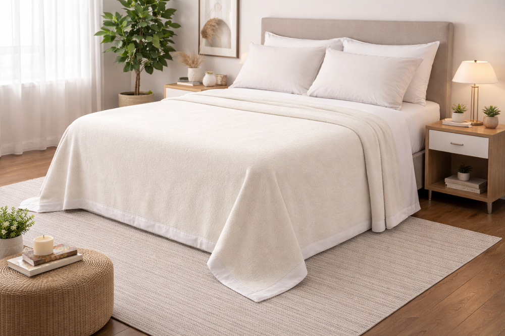 Coperta matrimoniale colore bianco