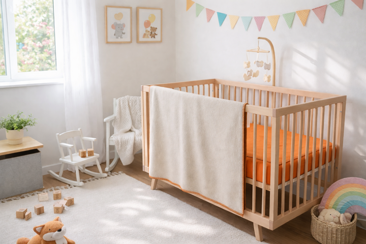 Copertina per lettino di seta e cashmere beige